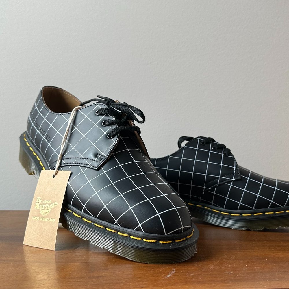 Dr. Martens x UNDERCOVER, 1461 UC Check, Smooth Black Leather - Size US 9 (UK 8)